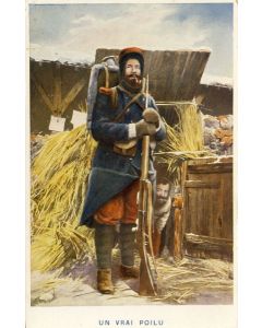 CPA illustrée Militaria uniforme soldat Un vrai Poilu Guerre