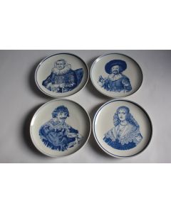 4 Assiettes Vintage Delfts Blauw Royal G Hand Painted Holland