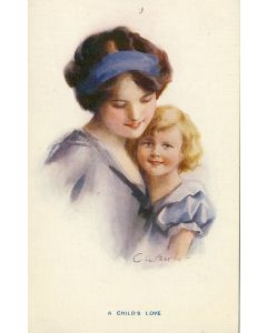 CPA illustrée BARBER Court Femme Mode Séduction A child's love