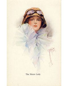CPA illustrée BARBER Court Femme Mode Séduction The motor Lady