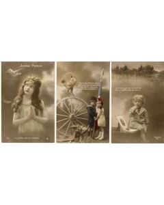 3 CPA militaria Patriotique Absence Soldat Pensée Enfant Paix