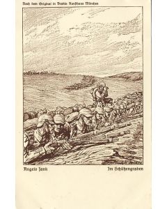 CPA illustrée Ungelo JANK 1914 Guerre 1914-18 Soldat Armé Allemand In Schübengraben Au front