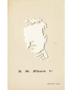 CPA S. M. Albert 1er de Belgique Carte découpée jeu d'ombre en contour
