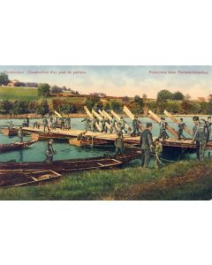 Carte Postale ancienne Armée Suisse Pontonniers Construction pont