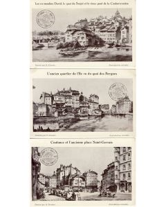 3 CPA illustrées H. SILVESTRE Vogue de St GERVAIS Cavalcade Tombola 1913 moulins