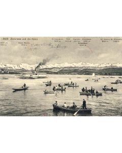 CPA Suisse Zurich Zürichsee und die Alpen Bateaux barque lac