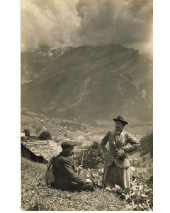 CPA Suisse VAUD Les Ormonts couples fumant la Pipe