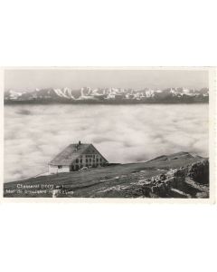 CPA SUISSE BERNE Chasseral Mer de brouillard et les Alpes Refuge montagne
