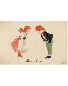 CPA illustrée  M. A. Bonne fête Costume enfants 1912