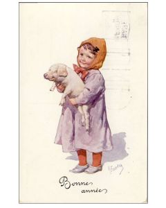 CPA illustrée Bonne Année FEIERTAG K. BKWI cochon