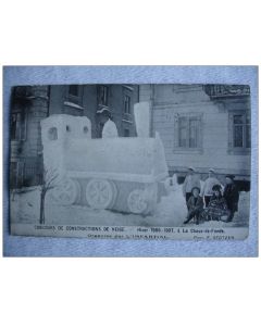 CPA Suisse La Chaux de Fonds Constructions de Neige Locomotive Train