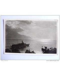 CPA Suisse Vaud Montreux Lac Léman Bateau Express du soir