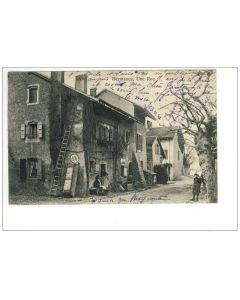 CPA Suisse Genève Hermance Une Rue Animée 1911