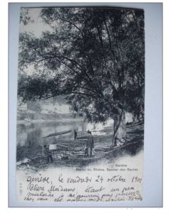 CPA Suisse Genève Bords du Rhône Sentier des Saules