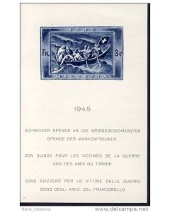 Timbre Suisse Bloc n°21 Don Suisse 1945 N**