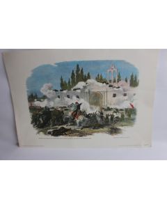 Estampe Monastère d'Arkadi Assauts Turcs en 1866