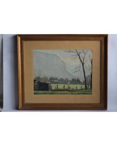 Aquarelle originale Villette Savoie M. VERDESI 1947