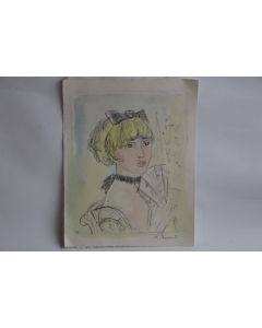 Dessin original Maurice BARRAUD aquarelle fusain