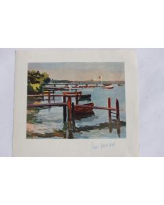 Autographe René GUINAND Vue du Lac de la Belotte Suisse