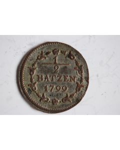 Monnaie 1/2 Batzen 1799 République helvétique Berne Suisse