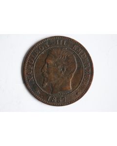 Monnaie 2 centimes Napoléon III tête nue 1857 MA