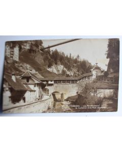Carte postale Suisse Fribourg Fortifications Gottéron Pont suspendu