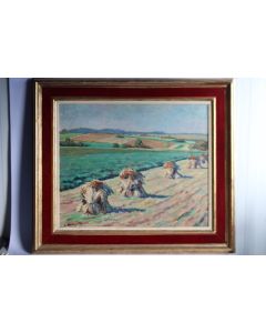 Tableau C. STEEN peinture à l'huile Scène champêtre 1943
