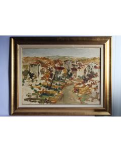 Tableau Antonio DI MICHELE peinture à l'huile Village Italie