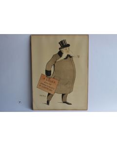 Grande caricature lithographiée Mass'Beuf