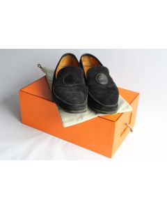 HERMES Chaussure homme mocassin daim noir