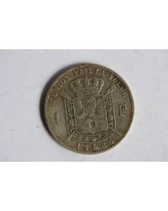 Monnaie argent 1 Franc Leopold II 1886 Belgique français