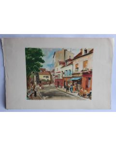 Grande lithographie signée Paris Montmartre