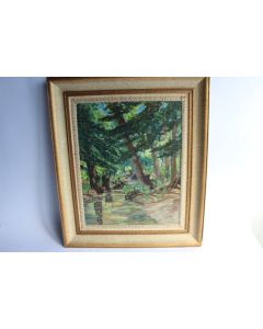 Peinture à l'huile BERTHOLIN 1957 Sous-bois