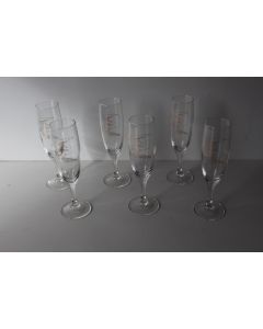 HANS ERNI 6 flutes a champagne illustrées Colombe