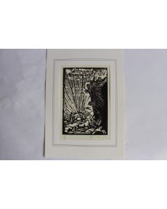 Bois gravé original Pino Della Selva Soleil couchant 1944