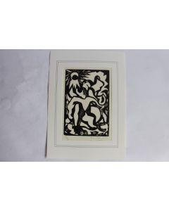 Bois gravé original Pino Della Selva La crouche cassée 1950
