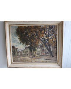 Peinture à l'huile Joseph FALQUET 1942 Rue Saint Victor Carouge Suisse