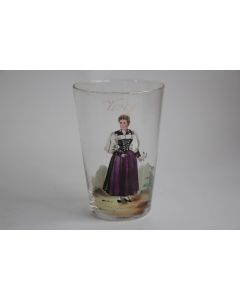 Ancien verre émaillé Souvenir Femme costume Canton Vevey Suisse
