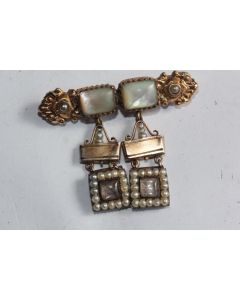 Ancienne broche or argent et nacre