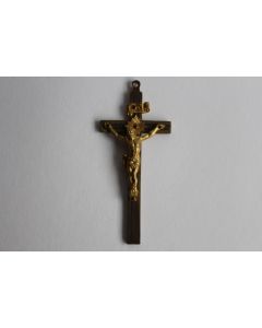 Ancienne croix bois laiton XIXe