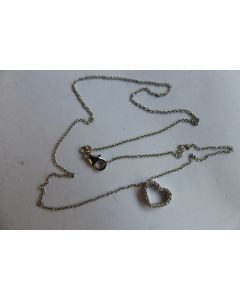 Bijoux pendentif cœur or blanc 18k (750) + diamants