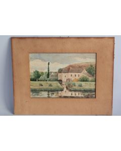Aquarelle originale Binic par E. Louis 1905 Bretagne