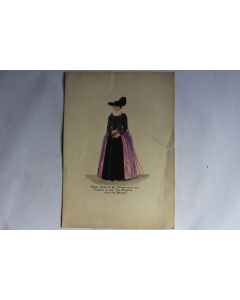 Aquarelle originale costume traditionnel dame Suisse
