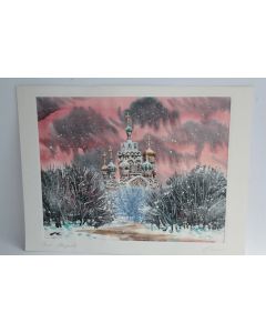 Aquarelle originale Église orthodoxe russe