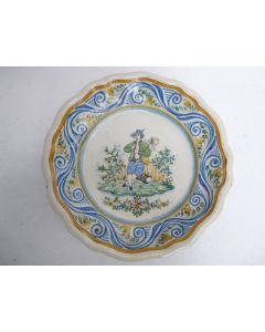 Assiette creuse céramique signée FK et TS