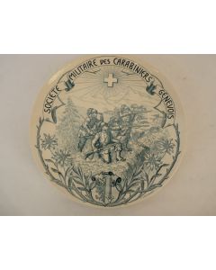 Assiette de tir faïence de Carouge Suisse militaria