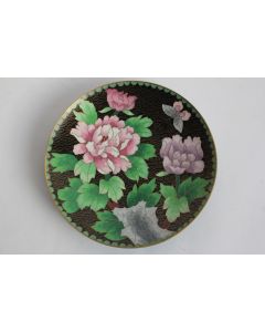 Assiette émaux cloisonnés Chrysanthèmes Chine