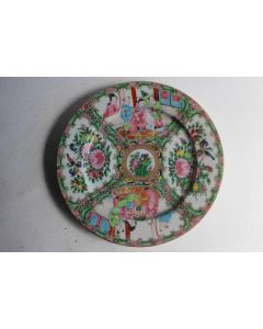 Assiette porcelaine émaillée Chine Famille rose Canton XIXe siècle