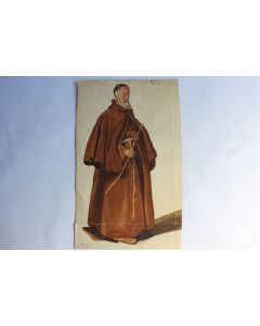 Aquarelle originale Moine 1847 