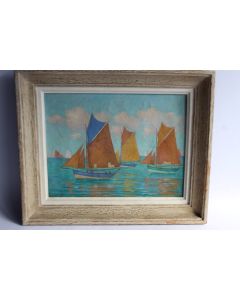 Peinture huile sur toile Abel LETALLE Voiliers 1946